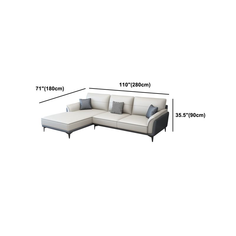 Faux Leather Pillow Back Sectional Sofa Flared Arm Sofa & Chaise