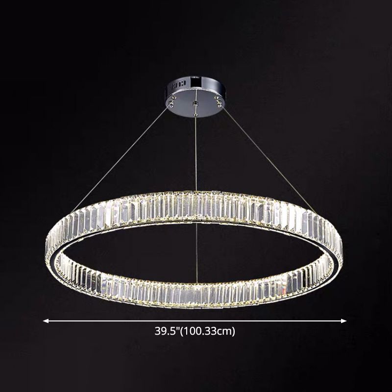 Ultra-modern Ring LED Chandelier Lamp Crystal Suspension Pendant Light for Living Room