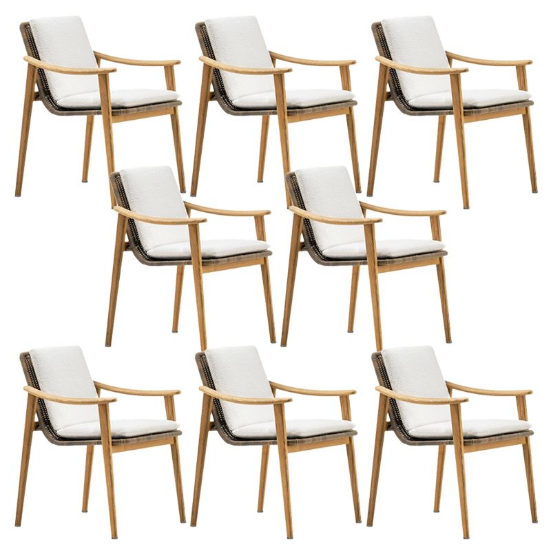 Contemporary Patio Dining Armchair with Water Repellent Finish Cushion in White