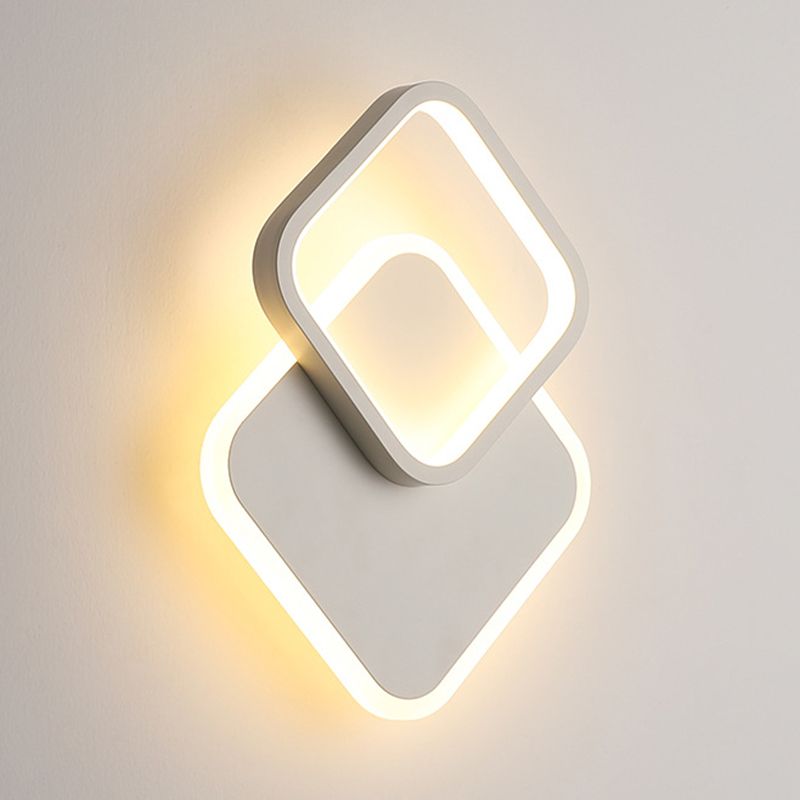 Geometric Wall Lighting Contemporary Metal Wall Sconce in White