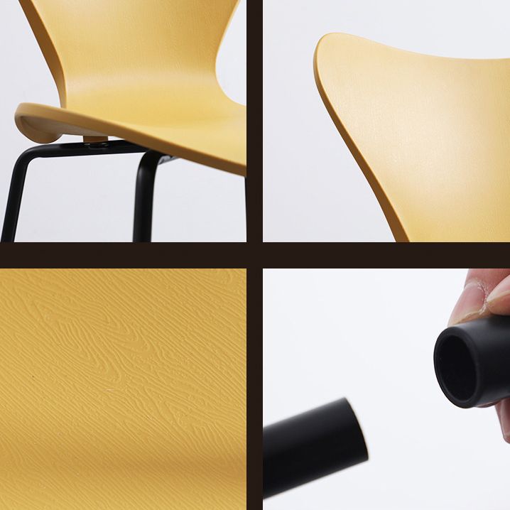 Sillas laterales sin brazos modernas con 4 patas de acabado negro sillas sólidas de plástico para uso doméstico
