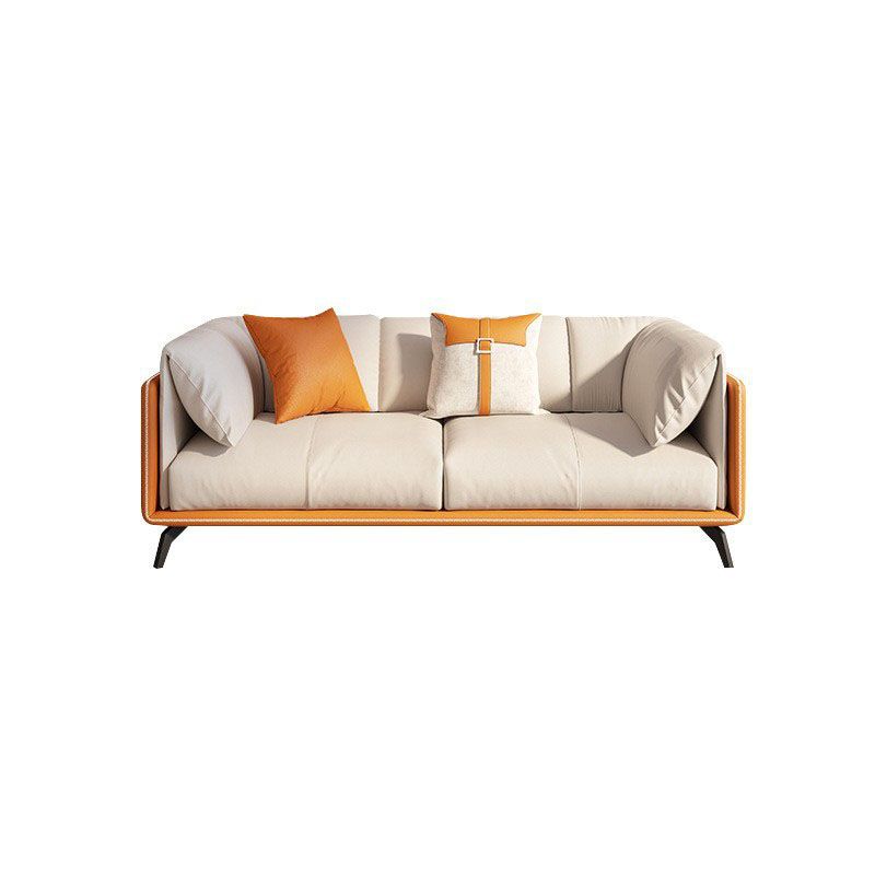 Contemporary Tuxedo Arm Sofa Stain Resistant Faux Leather Sofa