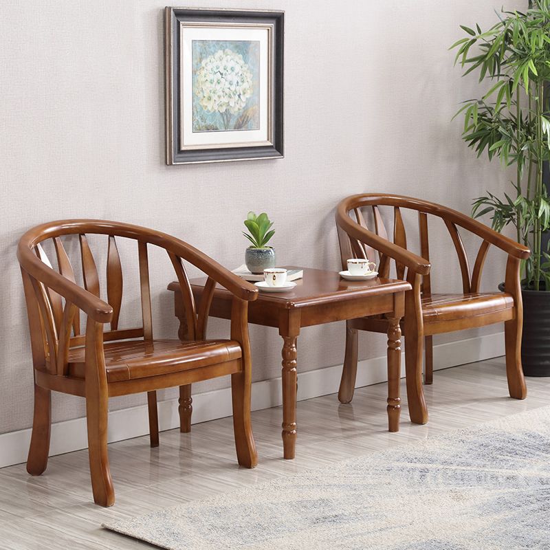 Traditional Style Dining Chair Wooden Open Back Side Chair for Living Room