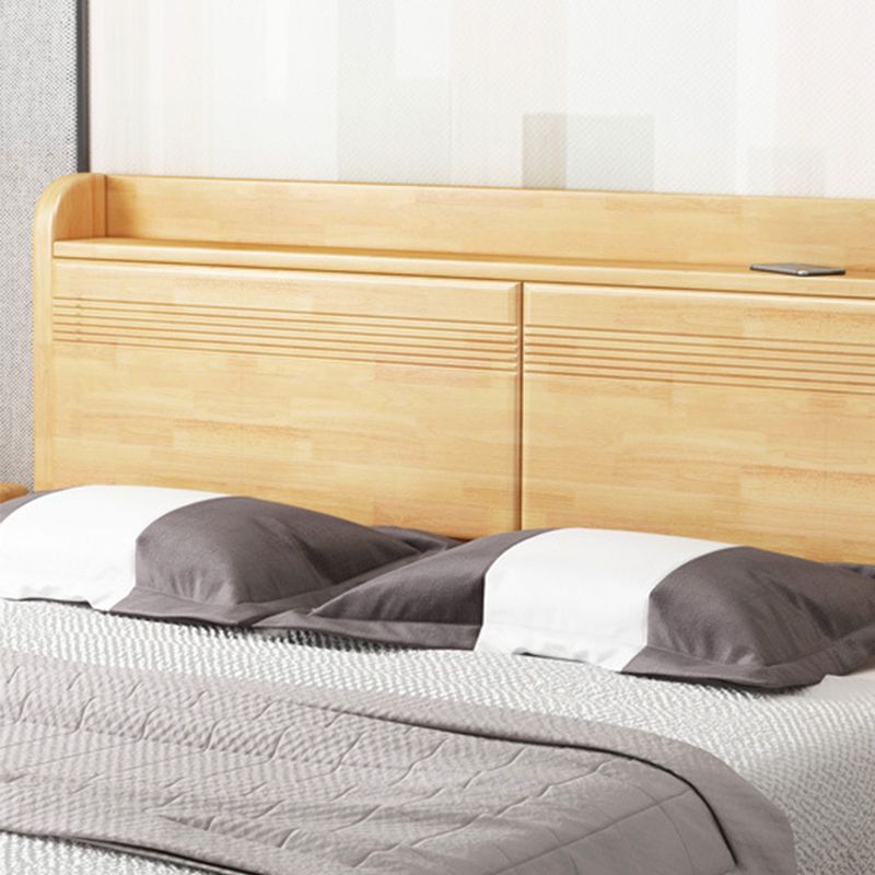 84.65 inch Wide Traditional Panel Bed Rubberwood Bed Frame with Headboard