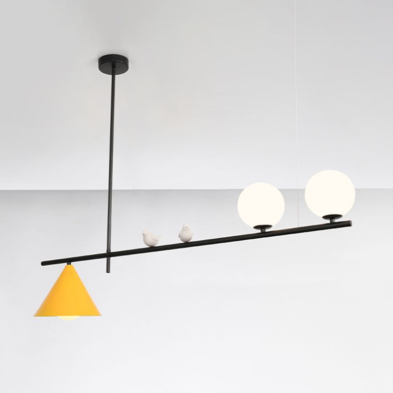 Luces colgantes de globo iluminación de isla de cocina de vidrio contemporánea