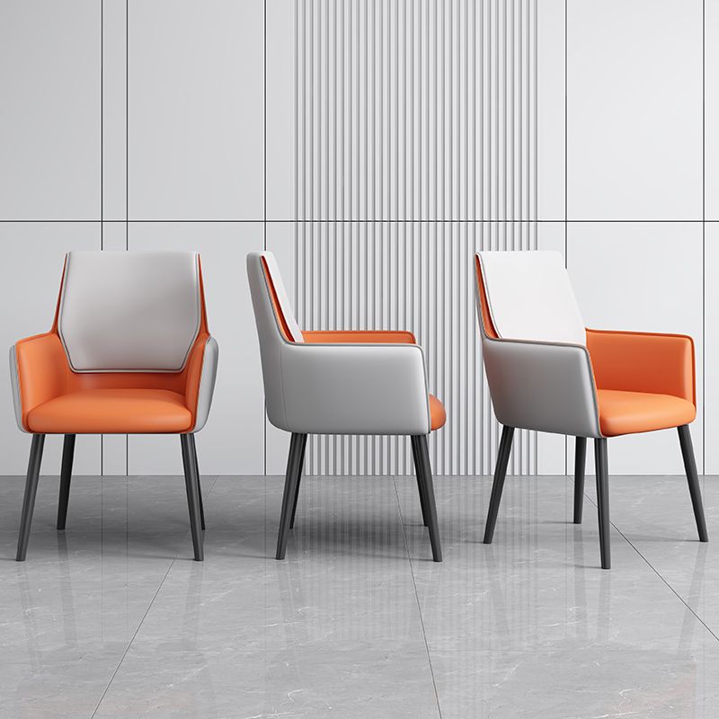 Faux Leather Upholstered Chair Contemporary Kitchen Dining Arm Chair