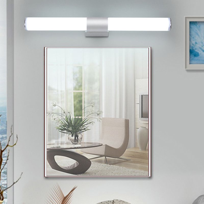 Silver Acrylic Contemporary Wall Sconce 1-Light Linear Wall Mounted Lighting for Bathroom