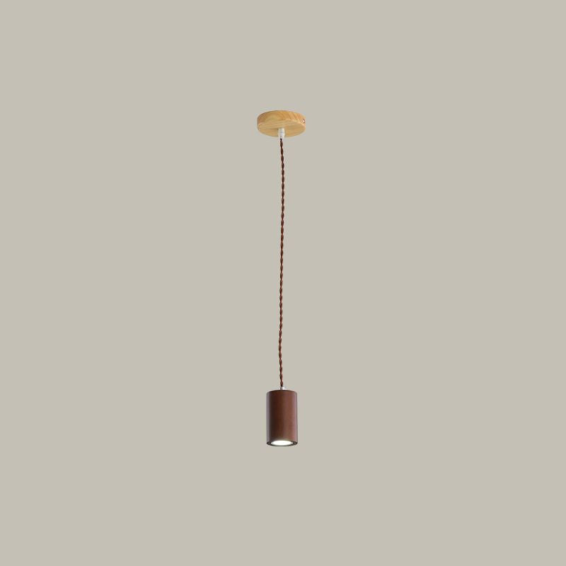 Geometric Shaped Ceiling Pendant Simple Wooden LED Kitchen Suspension Light in Beige