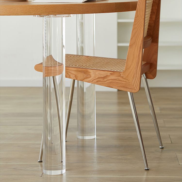 Round Dining Table Modern Wood Color Fixed Table of Solid Wood