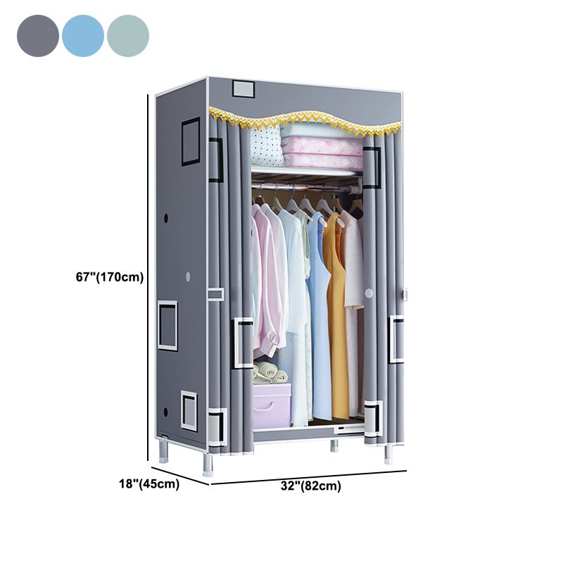 Modern Style Wardrobe Metal Bedroom Wardrobe Closet with Cloth Rod