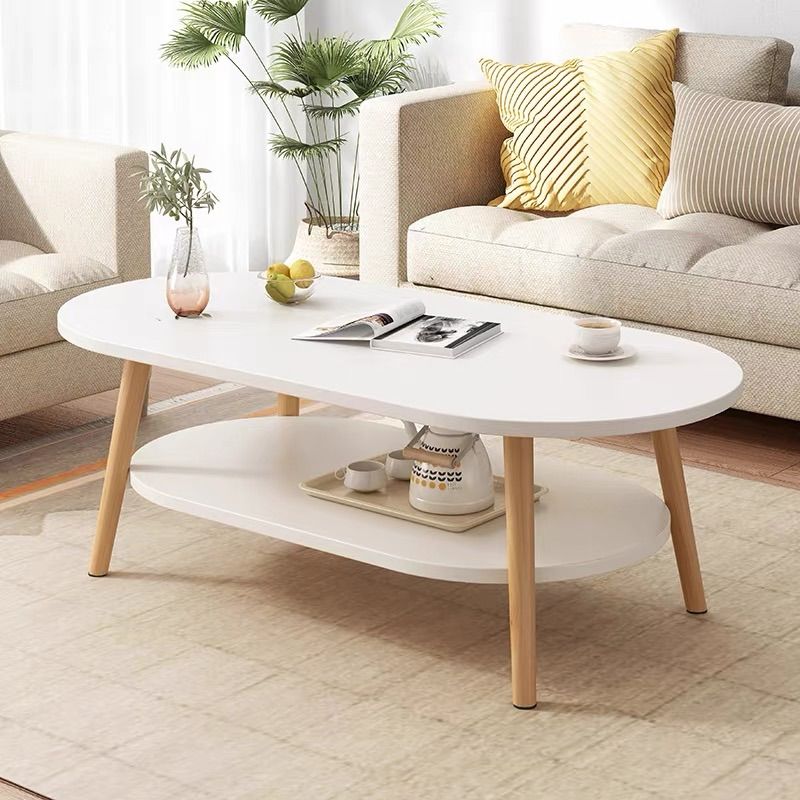 Rectangular Coffee Table with Modern Style Wood in White/wood Color