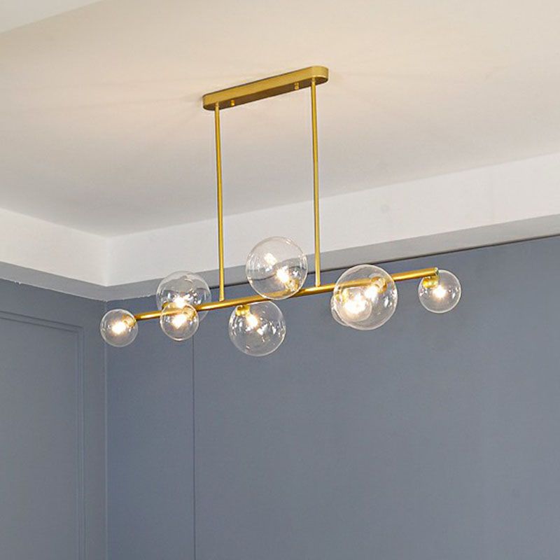 Clear Glass Bubbles Island Lamp Contemporary Hanging Ceiling Light for Dining Room