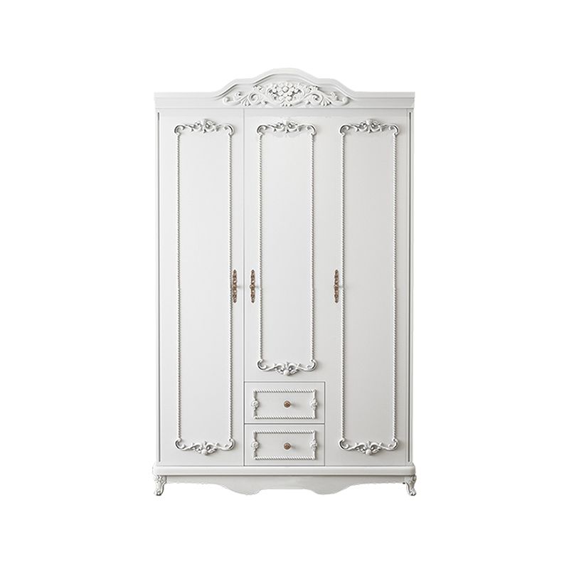 French Country White Wardrobe for Bedroom Manufactured Wood Cabinet with Drawers