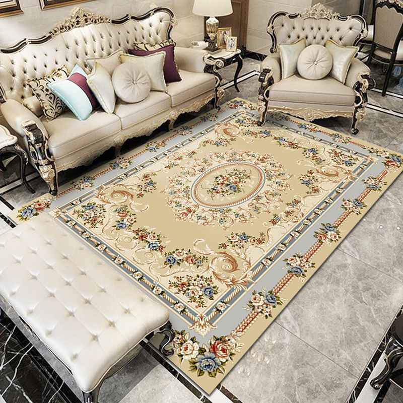 Yellow Modern Rug Blended Graphic Rug Non-Slip Backing Rug for Living Room