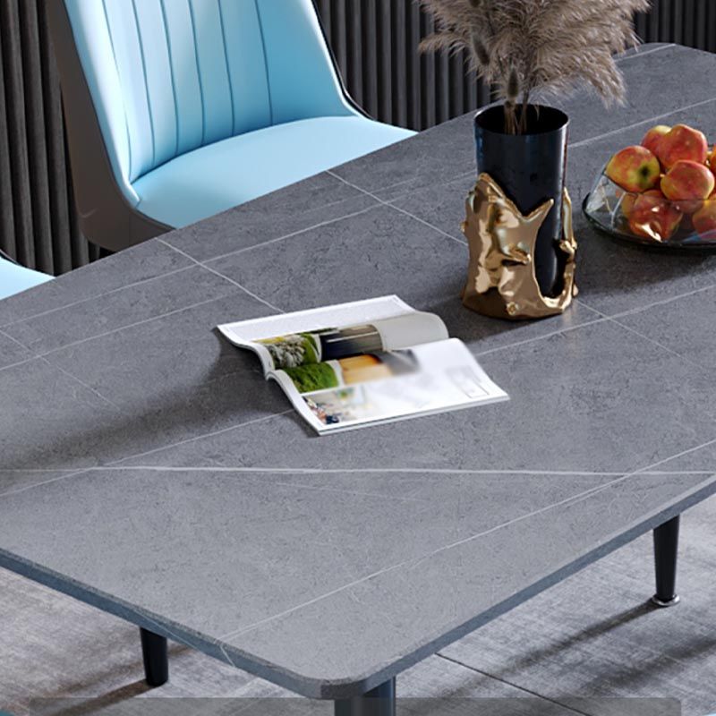 Rectangle Stone Industrial Table Standard Height Dining Table with 4 Legs