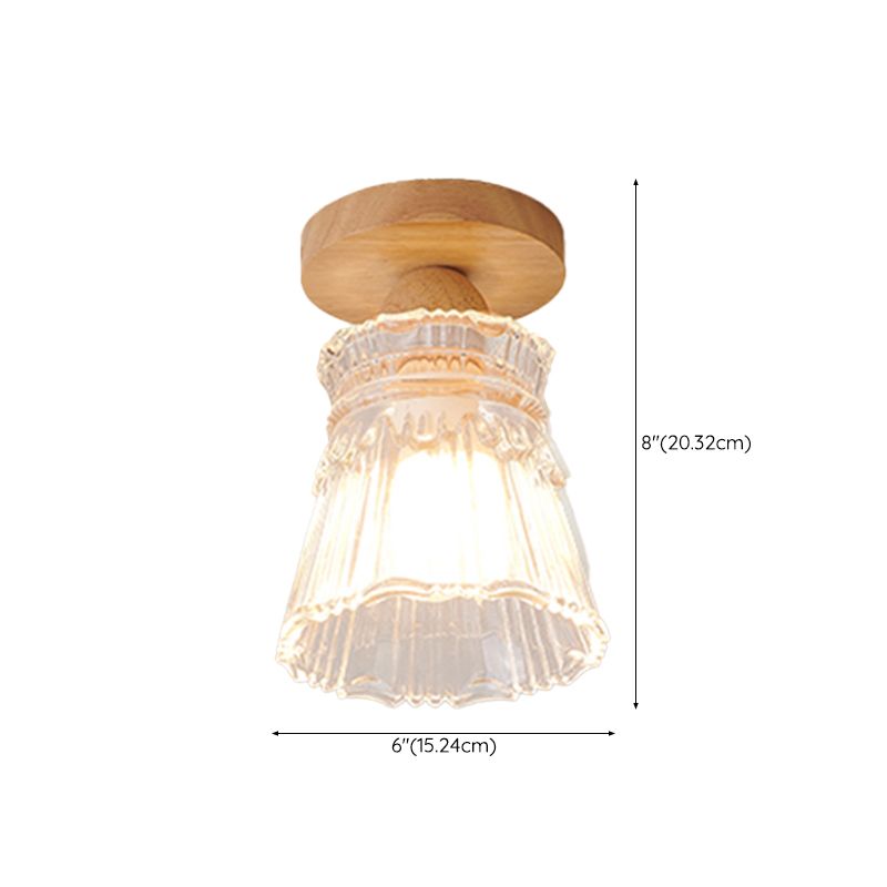 Wood Geometric Shape Flush Light Modern Style 1 Light Flush Mount Ceiling Lights in Brown