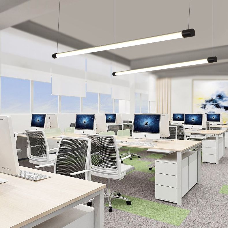 47 pouces de longueur ronde tube à led d'île Light Minimalisme moderne Aménagement d'éclairage à barre long pour la salle des affaires de bureau