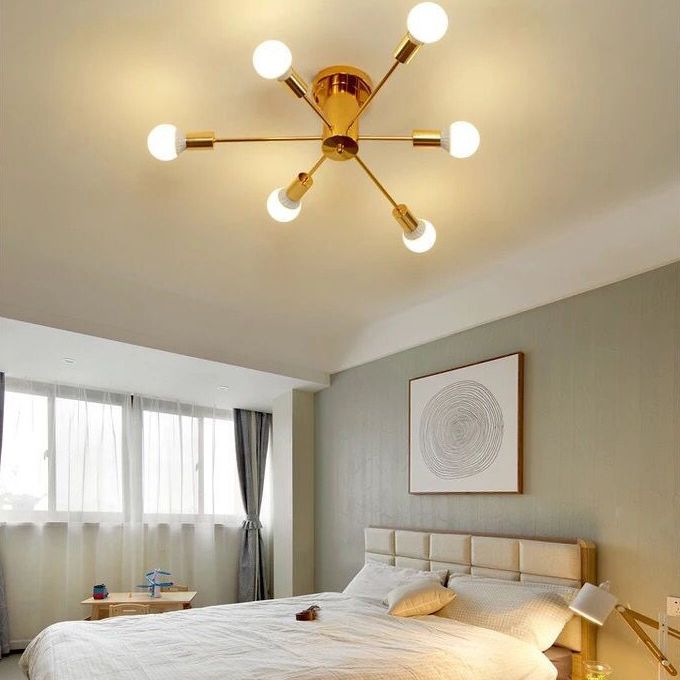 Sputnik Design Metal Semi Flush Light Fixtures Vintage Living Room Semi Flush Mount Ceiling Fixture