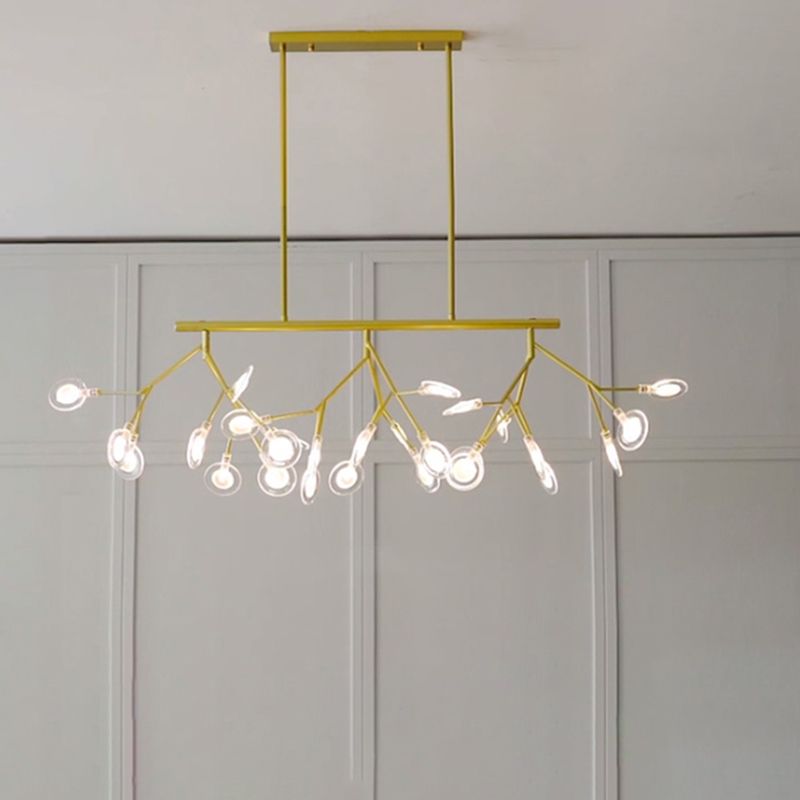 Modern Simple 27-Lights Hanging Lamp Iron Island Light Fixture for Dining Table
