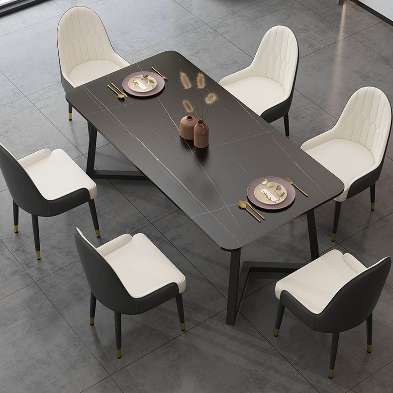 Modern Stone Rectangle Dining Table 1/2/5/7 Pieces Dining Set for Kitchen