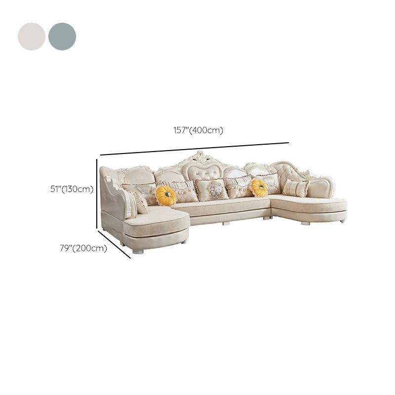 78" Wide French Country Sectional Sofa Leather Sleeper Sectional