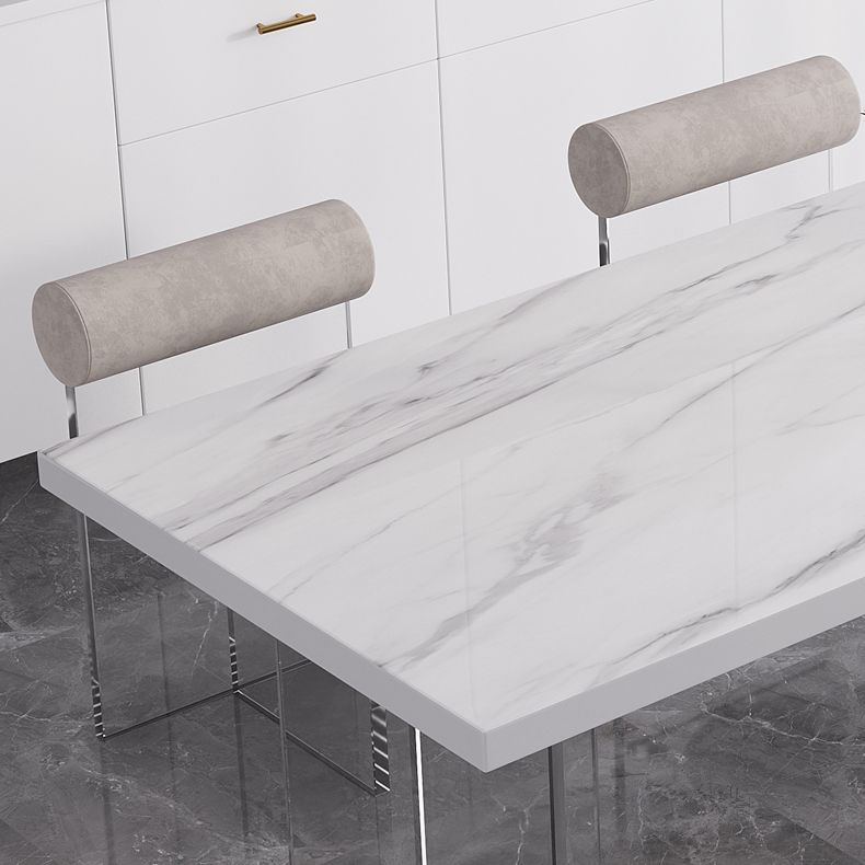 Modern Rectangular Stone Top Dining Table with Acrylic Legs for Living Room