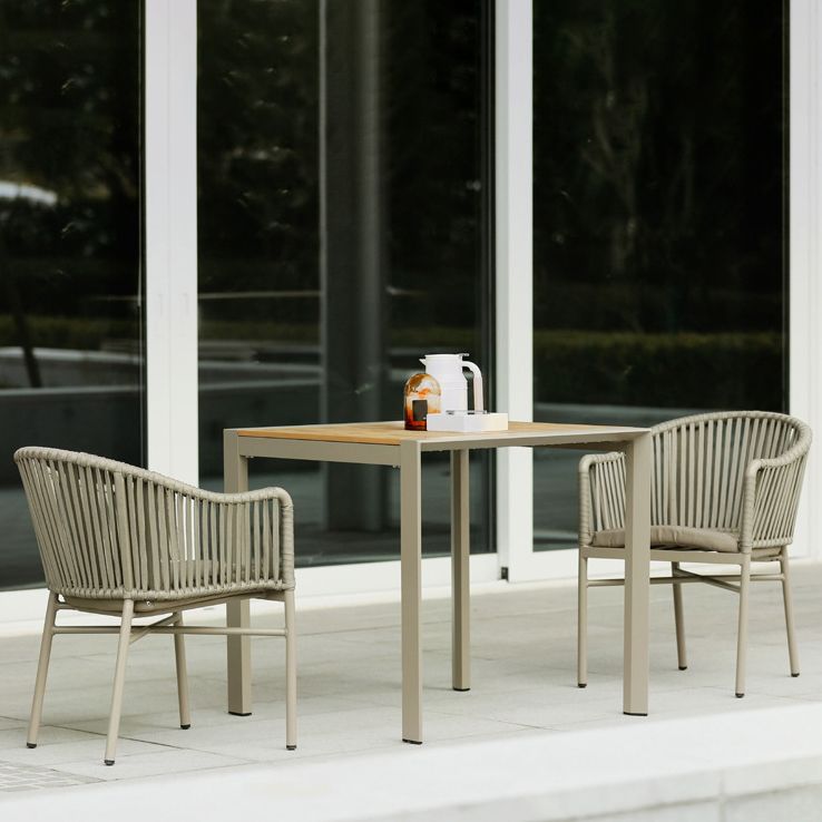 Modern 1/2/3/5/7 Pieces Metal Dining Set Wood Dining Table Set for Outdoor