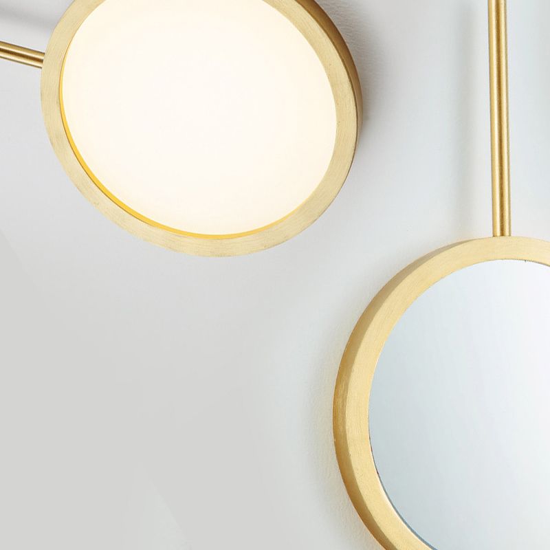 Circular Mirror Wall Hanging Light Creative Nordic Metal 2-Light LED Bedroom Wall Lamp