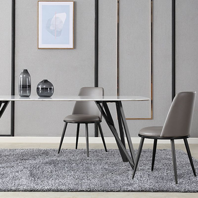 Glam Home Side Chair Metal Legs Upholstered Armless Dining Chair