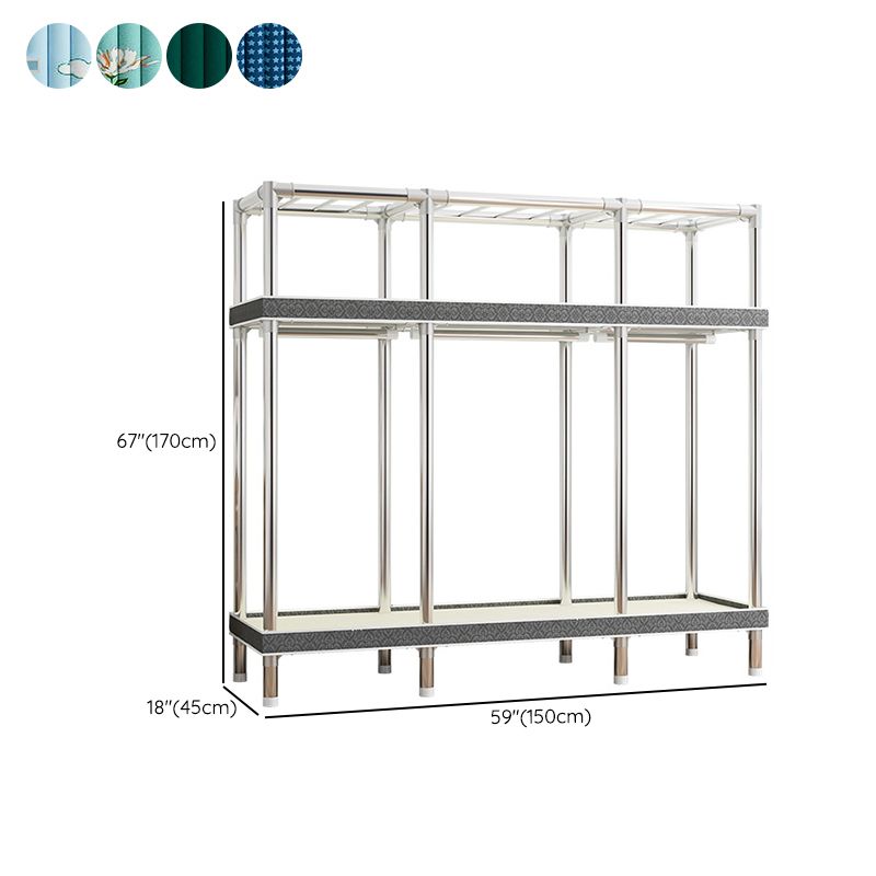 Contemporary Wardrobe Armoire with Shelves Steel Wardrobe Closet