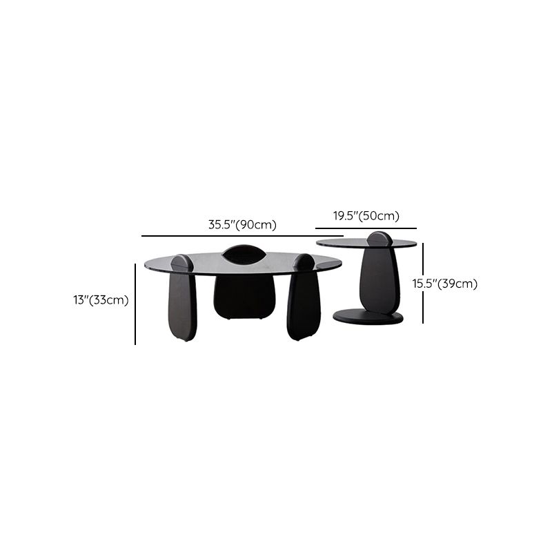 Glass Top Coffee Cocktail Table Black Coffee or End Table with 3 Legs