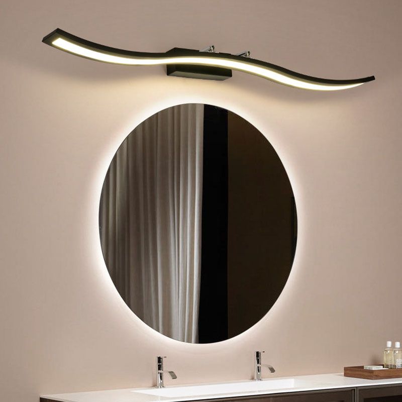 Metal Linear Shape Wall Light Modern 1-Light Mirror Wall Mount Light Fixture