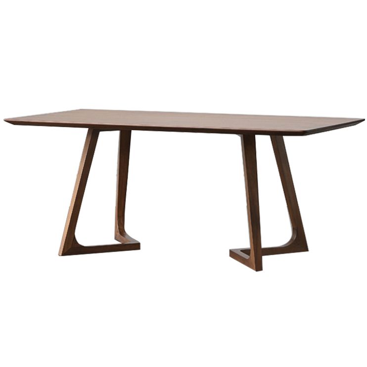 Modern Solid Wood Dining Room Collection Double Pedestal Dining Table in Walnut