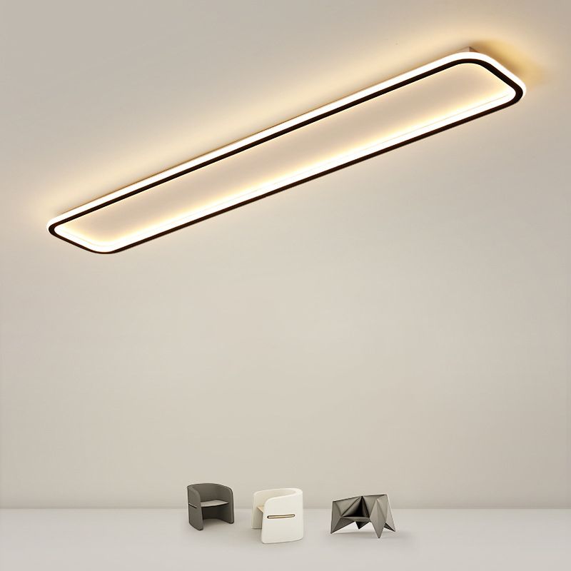 Living Room LED Flush Mount Lighting Modern Black Flush Ceiling Light Fixture with Rectangle Metal Shade