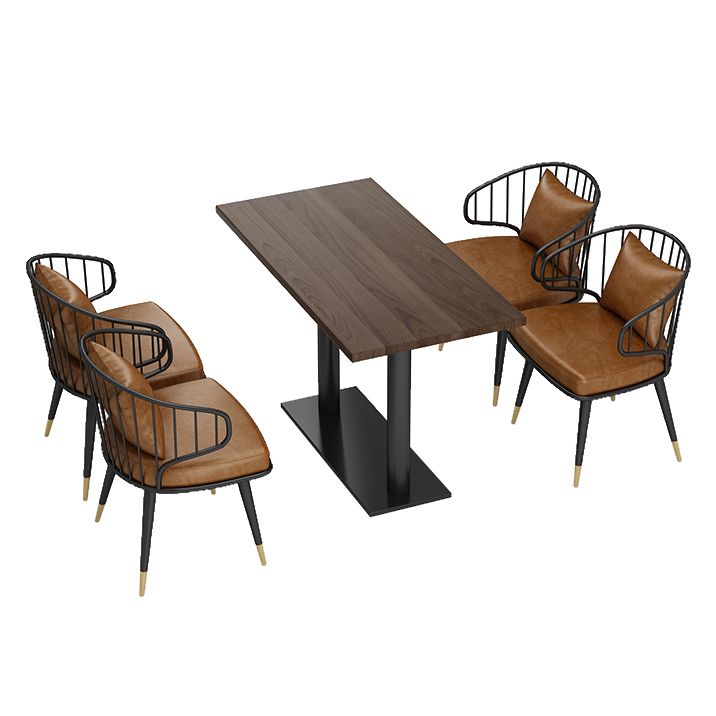 Industrial Solid Wood Dinner Room Kitchen Table Brown Top Table with Black Frame for Dining Room