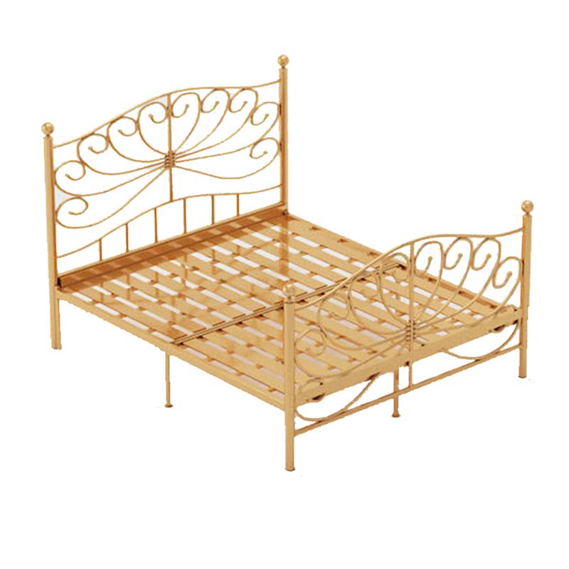 Metal Open-Frame Bed 45.27" High Wire-Grid Bed with Custom Gold Legs