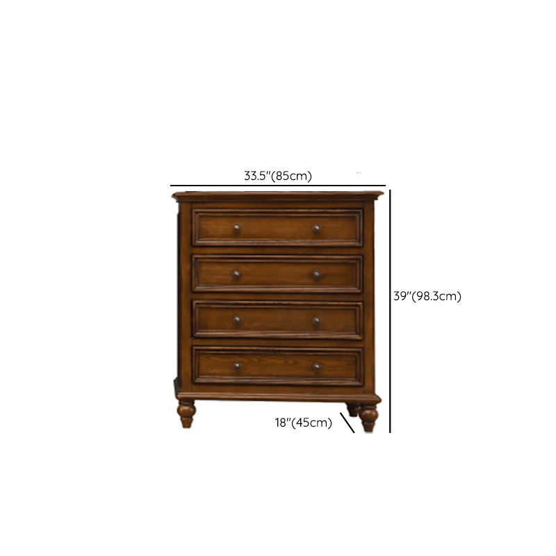 Solid Wood Storage Chest Dresser Brown Storage Chest with Drawers
