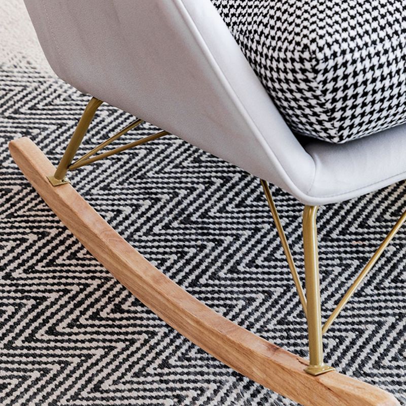 Modern Rocker Tufted Cushions Patchwork Fabric Rocking Chair with Pillow