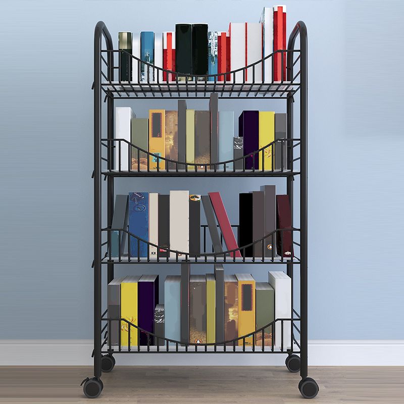 Industrial Metal Geometric Bookcase Open Back Bookcase with Wheels