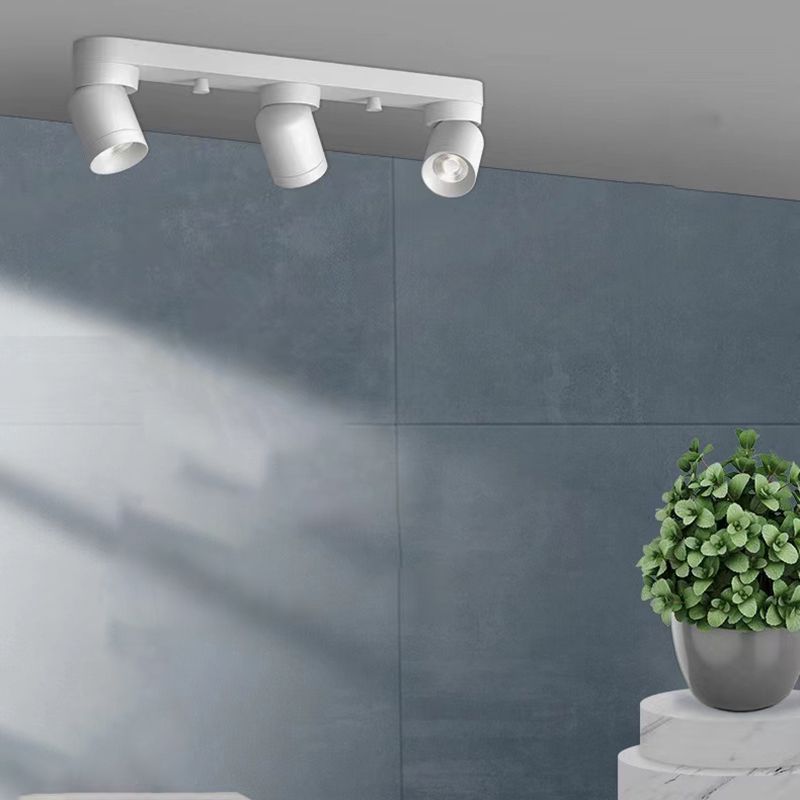 Cylinder Shape Flush Ceiling Lights Modern Style Metal 3 Light Flush Mount in Black/White