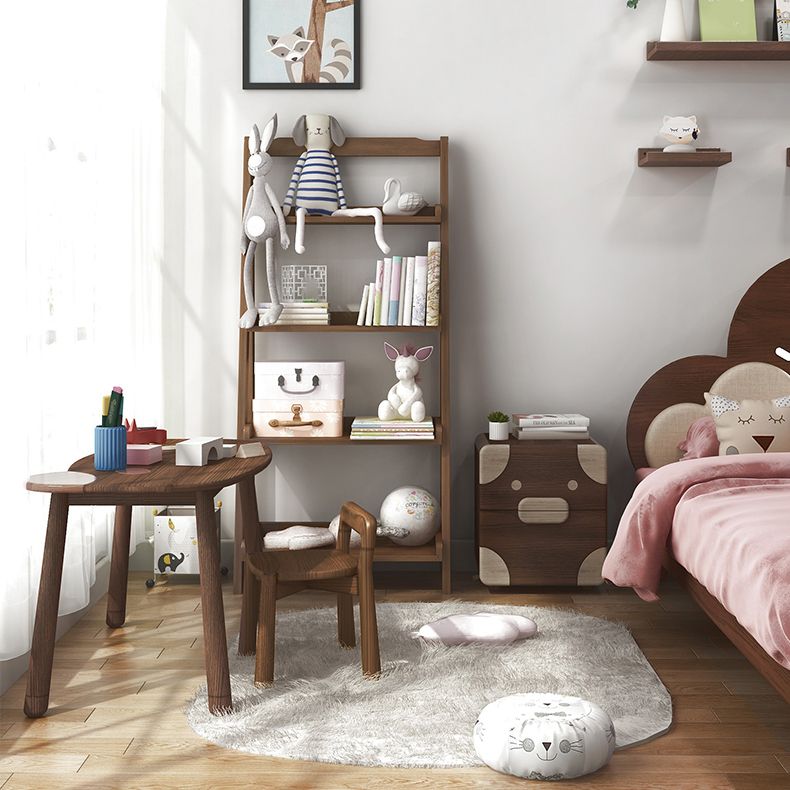 Modern Style Ladder Bookcase Open Back Solid Wood Bookshelf for Home