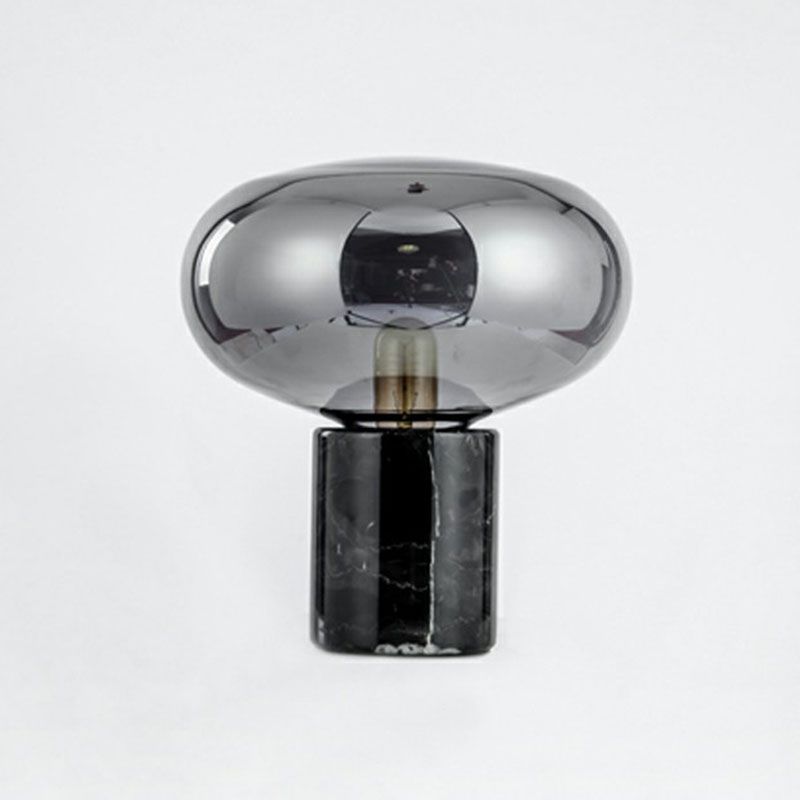 Table table de chevet en verre en forme de capsule Lumière nordique nordique 1-bulbe lampe avec base en marbre cylindrique