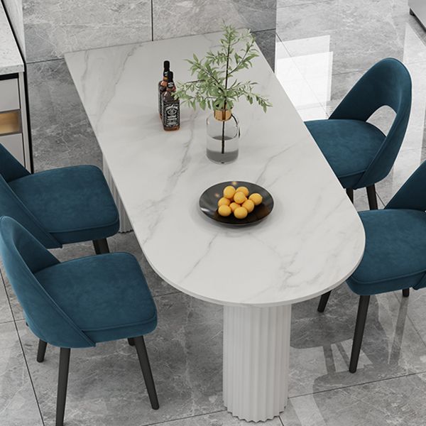 Free Form White Dining Table Sintered Stone Table Modern Style with 3 Legs