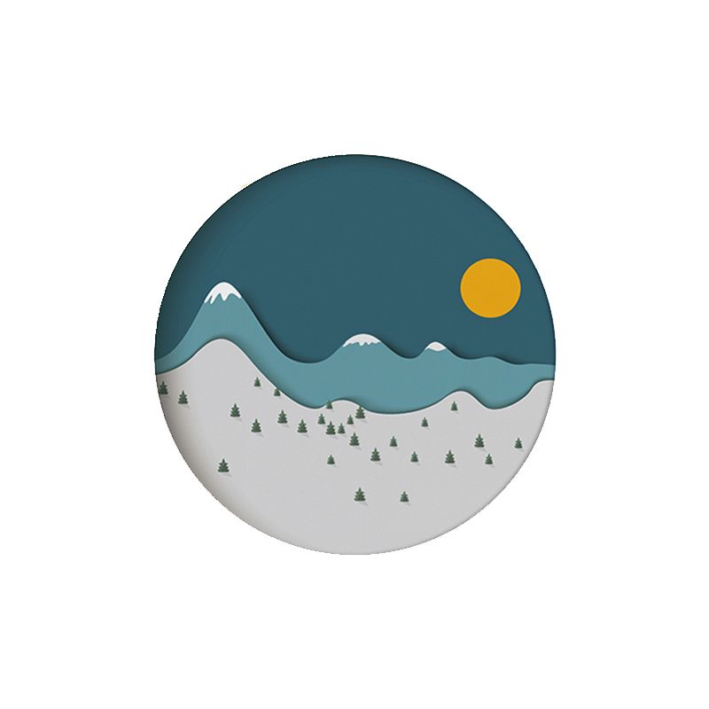 Mountain Forest Canvas House Interior Illustration Landscape Painting in Blue, Textured