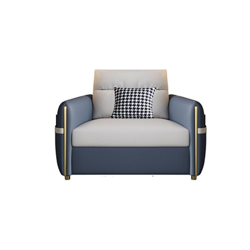 Contemporary Convertible Faux Leather Square Arm Bed Settee with Pillows