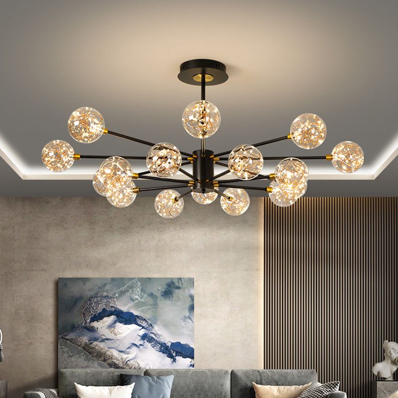 Luce a sospensione a sospensione globale con soffitto in vetro trasparente contemporaneo