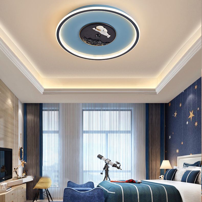 Plafonnier LED en acrylique bleu à 1 lumière, plafonnier arrondi créatif pour chambre d'enfant