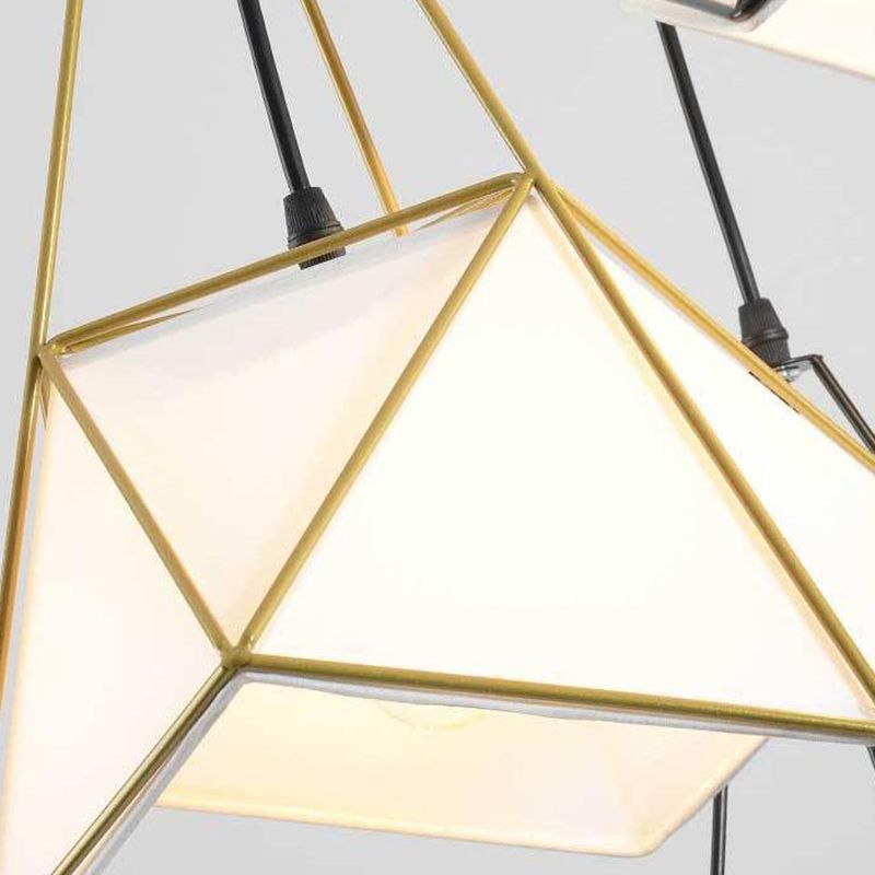 Frame di ferro a 3 luci + tessuto in tessuto isola luce creativa care creativa ottagonale illuminazione in stile nordico per barra da cucina