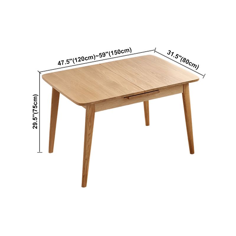 Extendable Rectangle Dining Table Modern Adjustable Oak Wood Table with 4 Legs for restaurant