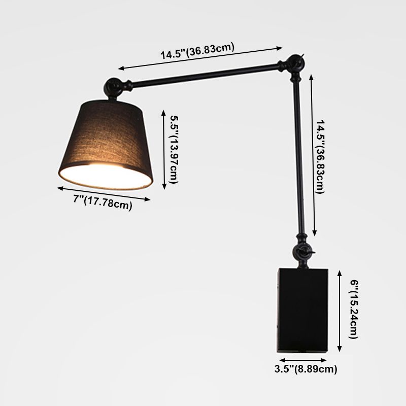 Modern Style Wall Light Fabric Shade Arm Adjustable Sconce Lamp for Bedroom